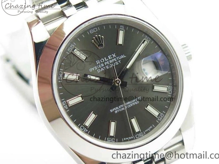 MiroTime 0204 DateJust Smooth Bezel SS Noob 1:1 Best Edition Gray Sticks Dial On Jubilee Bracelet A Packable 3505